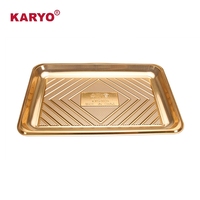 KARYO 0039 Contenant personnalisé à emporter avec couvercle transparent doré, boîte d'emballage en plastique pour desserts, pain, plateau jetable pour aliments, crêpes