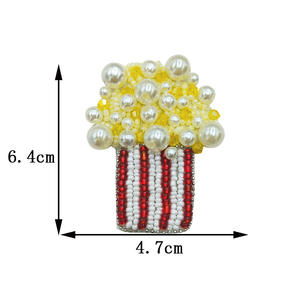 Nouvelles chaussures Patch lisse tasse verre beignet Macarons Fortune pop-corn riz perle tissu autocollant Unique perle broderie verre accessoire - Product Image 6