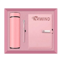 Ensemble Cadeau d'Entreprise de Luxe Rose Personnalisé avec Logo : Carnet, Stylo et Tasse Isotherme – Idéal pour Femmes et Filles, Cadeau de Remise de Diplôme ou Souvenir