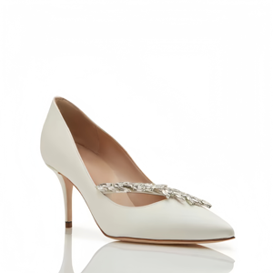 Nuevos Zapatos de Tacón Alto de Diseño de Lujo para Mujer, Zapatos Vintage con Cristales en Forma de Espiga, Punta en Pico, Tacón de Aguja, Cuero Genuino, para Banquete - Product Image 1