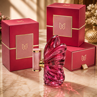 Flacon de parfum en verre transparent en forme de papillon de 30 ml et 50 ml avec pompe pulvérisatrice à sertir de 15 mm et capuchon fantaisie rose doré