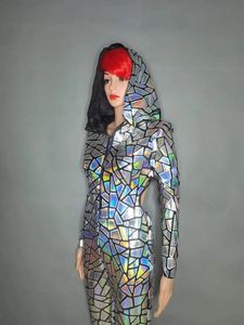 Tuta Sexy con Schiena Scoperta e Specchi Argentati, Costume da Spettacolo Hip Hop, Outfit per <span class=keywords><strong>Cantanti</strong></span> da Palco e Rave - Product Image 2