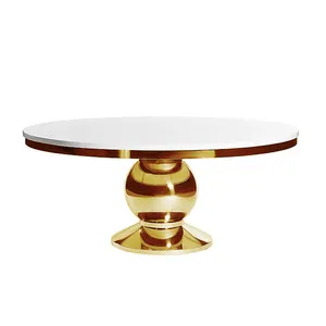 Golden Stainless Steel Base Luxury Reception Round Wedding Table For Party