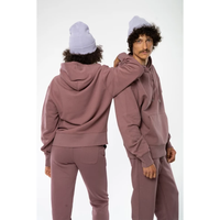 Setelan Loungewear Hoodie & Jogger Fleece Katun Unisex Burgundy Bordir Custom Harga Pabrik MOQ Rendah
