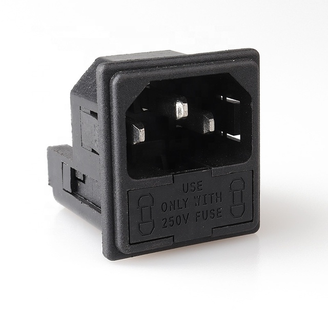 LZ-14-F8 250V 3 Pin Double Fuse Function C14 Socket Switch 10A Rated Current PA66 Industrial Use Switch Fused IEC C14 Inlet