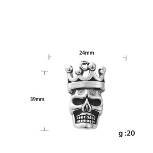 Skull <b>Crown</b> Pendant Stainless Steel Men's Necklace Retro Geometric Design 190143 - Product Image 5