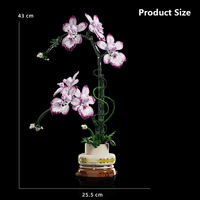 MJI 13114 Cymbidium Orchis Flower Block Ornament Model Small Particles Children Assembly Educational Building Block Set ABS