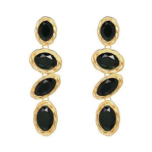 ต่างหูแบบห้อยผลิตเอง สไตล์ยุโรป-อเมริกัน ประดับเพชร วัสดุโลหะผสมสังกะสีและทองเหลือง - Product Image 6