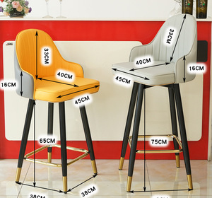 Accoudoir en cuir nordique moderne en velours, accoudoir ouvert en métal, tabouret haut, <span class=keywords><strong>chaise</strong></span> <span class=keywords><strong>de</strong></span> <span class=keywords><strong>Bar</strong></span> pour cuisine - Product Image 2