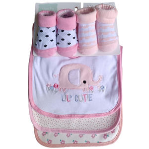 Baby katoenen slabben sokken combinatie set bedrukt geborduurd lang vierkant slab slipper handdoek comfortabel en schattig voor pasgeborenen - Product Image 3