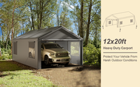Abri de voiture en acier galvanisé de haute qualité pour l'extérieur en gros 12x20 pi abri d'auto robuste pour abri à outils pour port de bateau