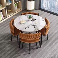 Ensemble de salle à manger rond en pierre frittée, peu encombrant et pliable, idéal pour petites maisons, boutiques, réceptions et négociations