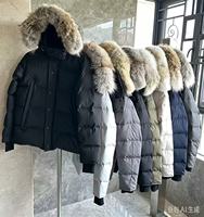 Manteau d'hiver pour homme de style classique, de haute qualité, chaud, coupe-vent, avec fourrure de coyote véritable, parka en duvet d'oie