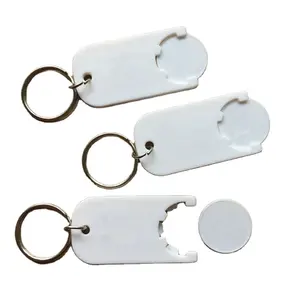 Promotionele Plastic Munt Houder Sleutelhanger Met Logo, Coin Houder Winkelen Trolley Token Munt Sleutelhanger