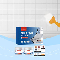 Kit de réparation de carrelage imperméable Jaysuing, réparation des fissures, élimination de la moisissure, colle AB, pâte, bâton, papier abrasif, gants, grattoir