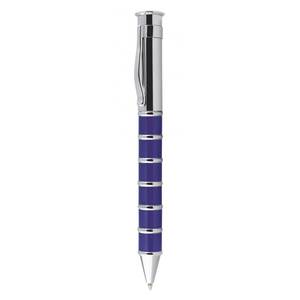 Stylo bleu et chromé avec anneaux, fournitures d'écriture et de correction - Product Image 1