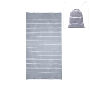 Venta al por mayor juego de toallas turcas con bolsa de algodón absorbente suave con bordado para uso en la playa - Product Image 1