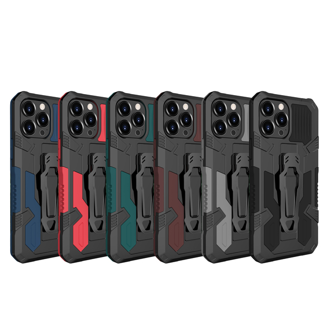 New Arrival Shockproof Metal Back Belt Clip Magnetic Kickstand Mobile Phone Cover case for iphone 18 Pro Max 17 air 16 15 141312