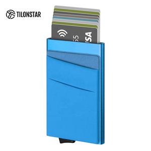 TILONSTAR TVC104 Portefeuille compact en aluminium avec poche extérieure en tissu pour cartes et billets Porte-cartes de crédit Portefeuille pop-up - Product Image 1