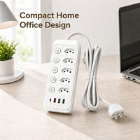 Prise de courant personnalisée avec interrupteur indépendant, norme brésilienne, 5 prises, charge USB, rallonge multifonction