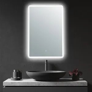 Sanding Edge Lampu Belakang Cermin Rias Kamar Mandi Cermin LED dengan Sensor Sakelar Sentuh