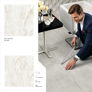 Sify Beige Ivory Glossy Vitrified Porcelain Floor Tiles Luxury Marble Design 32x32 Inch - Product Image 2