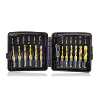Jeu d'outils de taraudage et de perçage 3-en-1 OEM 13 pièces SAE 6-32NC à 1/4-20NC et métrique M3 à M10