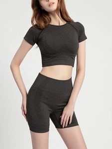 New style 2020 wholesale clothing active 2pcs training short men women Seamless <span class=keywords><strong>gym</strong></span> woman short fitness yoga Wear sets - Product Image 2