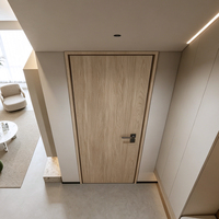 Porte intérieure de chambre à coucher en bois massif avec placage en noyer minimaliste, finition résistante à l'eau, utilisation hospitalière, serrure magnétique silencieuse