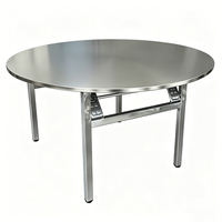 Table ronde pliante en acier inoxydable robuste, table de banquet portable pour hôtel, restaurant, mariage, événement