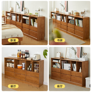 Chen Jie Furniture <b>Solid</b> <b>Wood</b> <b>Bookcase</b> Drawer Storage Cabinet Modular Living Room Home Office Shelf With Back Panel - Product Image 2