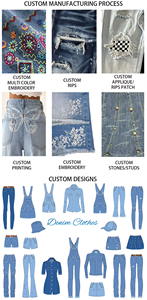 Pantalones pitillo lisos lavados con botones transpirables informales de cintura alta de alta calidad personalizados al por mayor pantalones vaqueros para mujer - Product Image 6