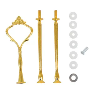 Wholesale Gold Color Wedding 3 Tier Zinc Alloy Fruit Tray Dessert Stand Fancy Cake Plate Small Crown Handle Fitting Hardware