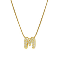Mignon Bulle Lettre Collier Plein Diamant DIY Zircon 26 Anglais Initial Pendentif Chaîne Collier