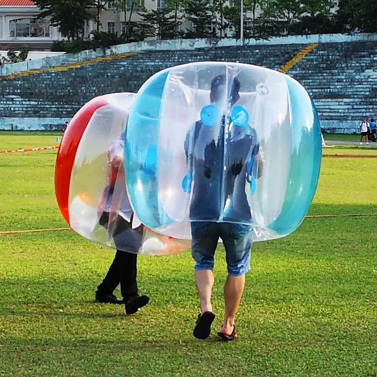 Setelan Tiup Bumper Zorb Anak-anak, Pakaian Bola Sepak Bola Gelembung Lemparan Manusia 1.2M, Permainan Gulat Loopy Sumo Luar Ruangan untuk Balita