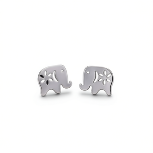 Boucles d'oreilles éléphant mignonnes en alliage, bijoux unisexes à la mode, forme d'animal blanc champagne - Product Image 1