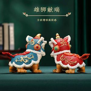 Par de Figuras Decorativas de Leones Chinos de Latón, Adornos de Leones Guardianes para Oficina, Hogar, Regalo - Product Image 4