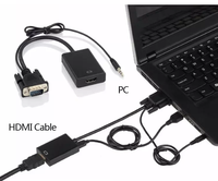 Kabel VGA Male ke HDMI Output 1080P HD+ Audio TV AV HDTV Video, Kabel Konverter Adaptor VGA ke HDMI