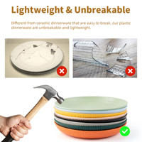 Precio de fábrica Material PP Vajilla 8 piezas Platos grandes Juego de platos de plástico irrompibles