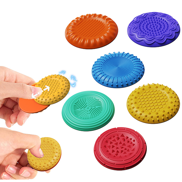 Magnetic Texture Sensory Decompression Slider 6-pack Food Grade Silicone Double-sided Tactile Toy Portable Fingertip Sliding Toy