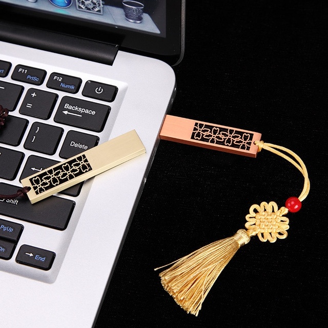 New Free Engraving Custom Logo Retro Chinese USB Flash Drive 64G/128G/32G/16G Business Gift USB2.0 1-Year Warranty