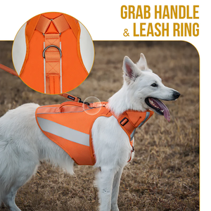 잡아 손잡이와 접이식 칼라와 빛 반사 쿨 메쉬 짧은 오렌지 개 조끼 - Product Image 4