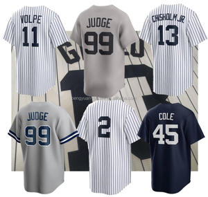 Chất lượng tốt nhất #99 Aaron Thẩm phán #45 gerrit cole #27 Stanton #2 Derek jeter #11 Anthony volpe khâu Áo bóng chày Mỹ - Product Image 1