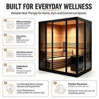 Sauna finlandais extérieur moderne pour 4 personnes avec poêle à infrarouge lointain en bois de pruche massif et panneau de commande informatisé