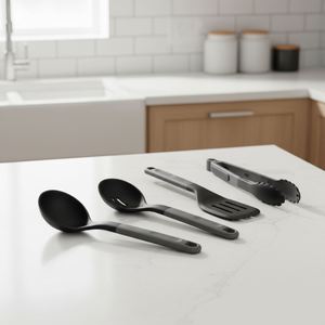 Ensemble d'ustensiles de cuisine en silicone miniatures personnalisés, 4 pièces, écologiques, de qualité alimentaire, noirs, compatibles lave-vaisselle et micro-ondes - Product Image 2