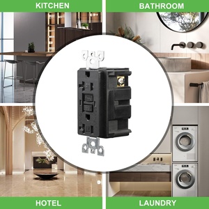Presa Elettrica GFCI/GFI Nera Antimanomissione Standard USA da 20 Ampere, Doppia Presa di Corrente 20 Ampere - Product Image 3