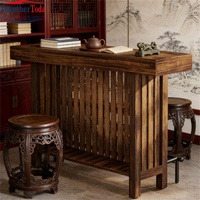 Table de bar moderne de 63 pouces avec rangement à 2 niveaux et repose-pieds pour la maison, l'hôtel, la ferme, le café