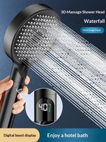 Douche à main réglable pour hôtel, affichage numérique LED, pomme de douche filtrée à effet pluie, haute pression, 4 modes, accessoires de salle de bain