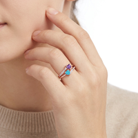 Bague SC S925 en argent sterling plaqué or rose avec deux cœurs séparés, gravée « Veux-tu m'épouser ? », pour demande en mariage et fiançailles, avec zircon