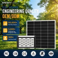 Projecteur solaire LED SRESKY, corps en aluminium, indice de protection IK08, 40W 60W 80W, haute luminosité, fonctionnement du crépuscule à l'aube, batterie LiFePO4